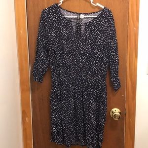 Cinched waist heart print dress.